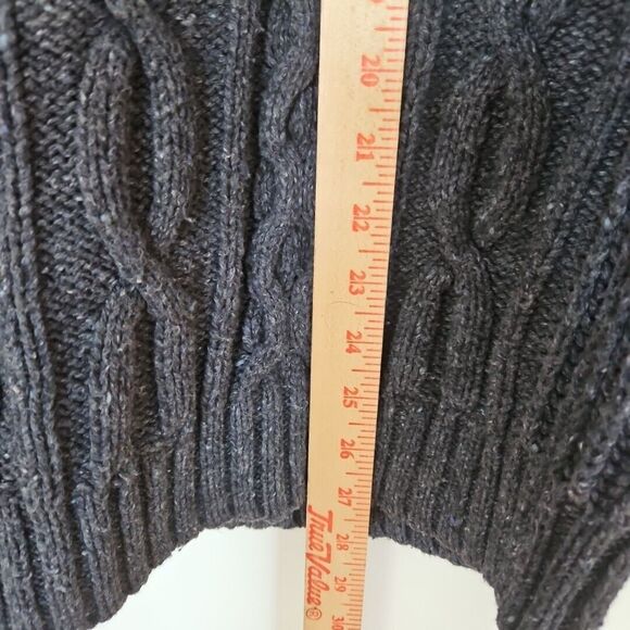 L.L. Bean Mens 1/4 Zip Cableknit Navy Fisherman’s Sweater Warm Size Large EUC - Picture 3 of 8
